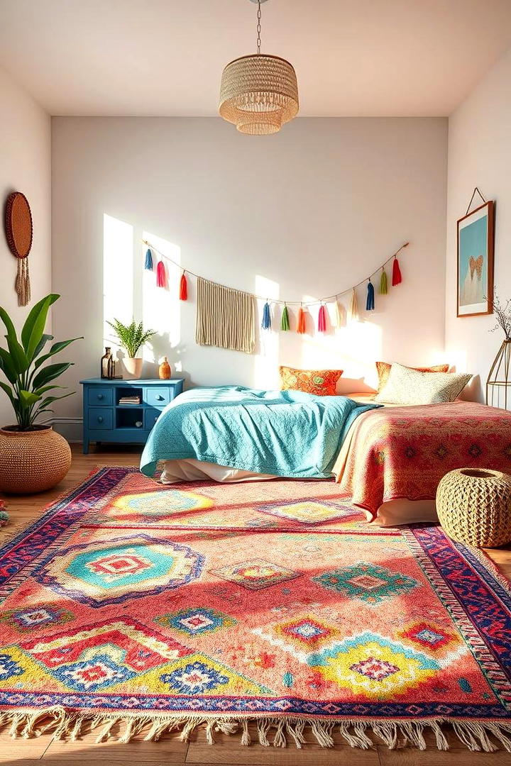 Colorful Area Carpets - 30 Boho Teen Bedroom Ideas