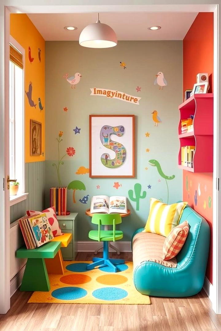 Colorful Imagination Spot - 30 kids reading nook ideas