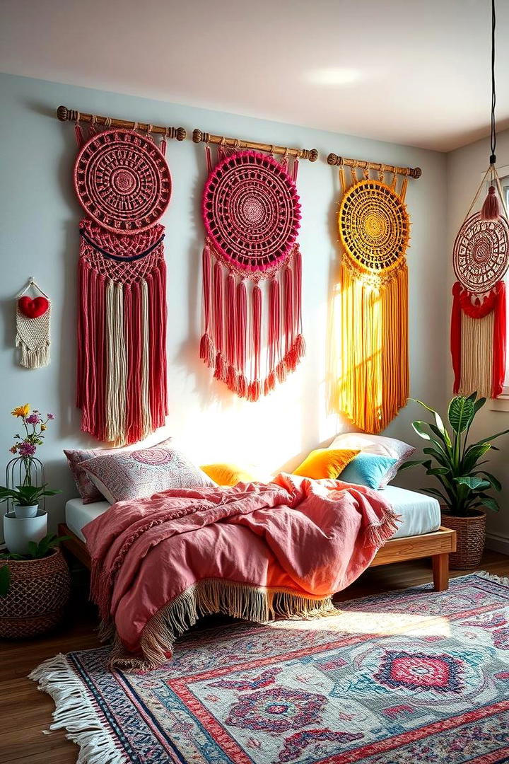 Colorful Macrame Wall Hangings - 30 Boho Teen Bedroom Ideas