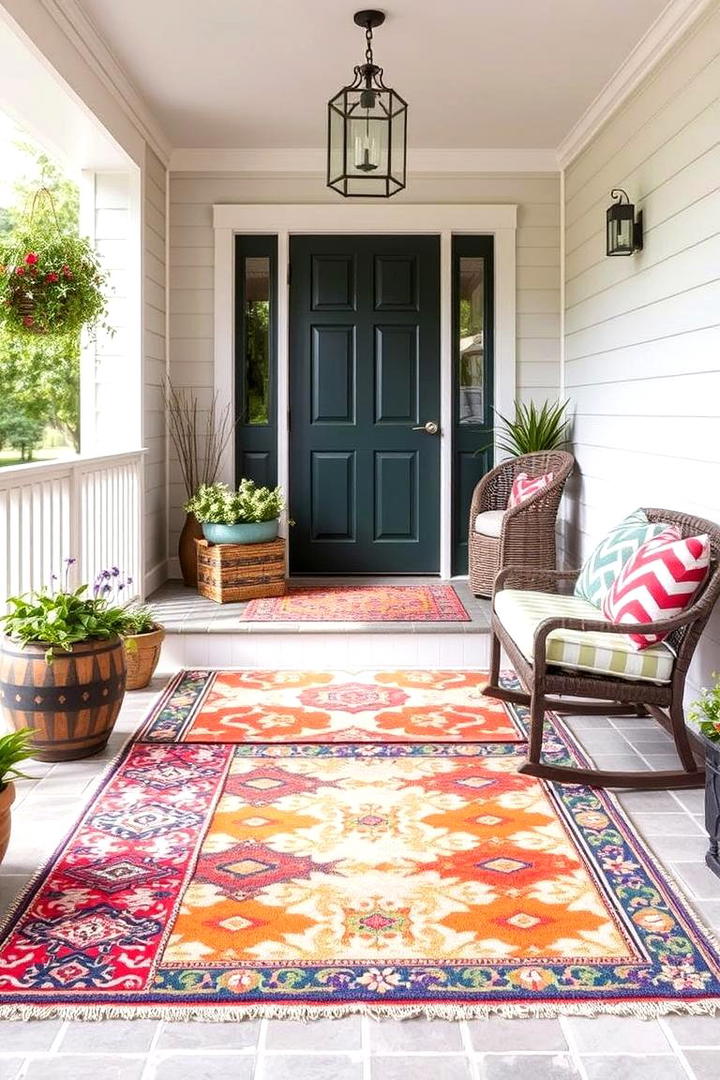 Colorful Outdoor Rugs - 30 Small Front Porch Ideas