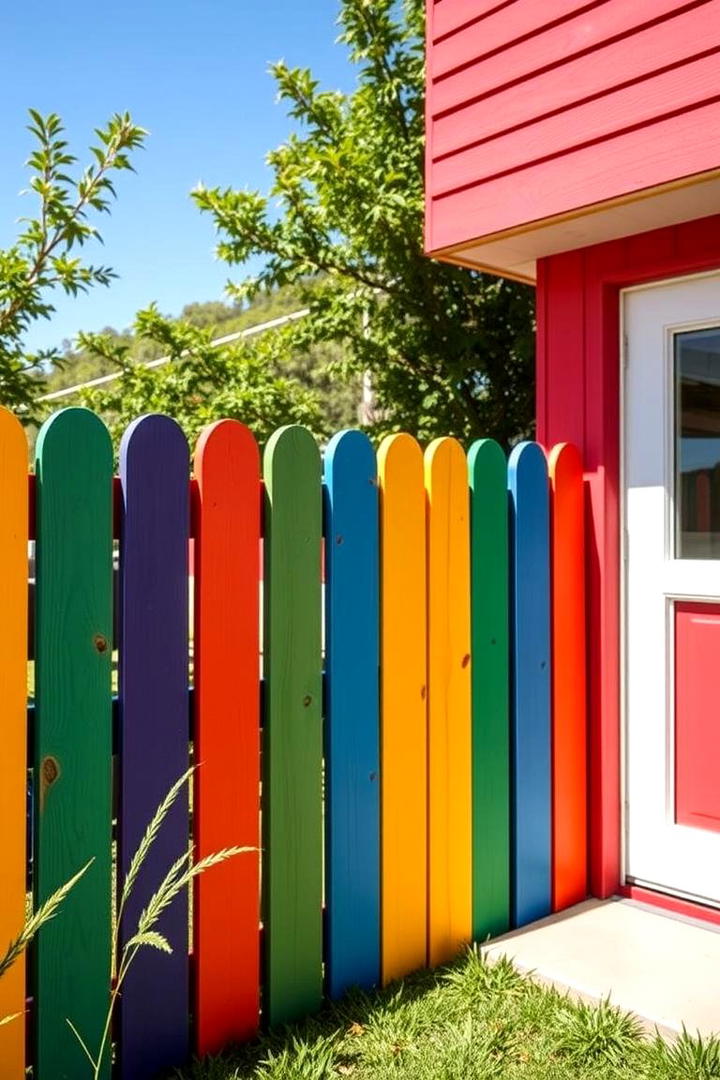 Colorful Painted Wood Fence - 30 Backyard Fence Ideas