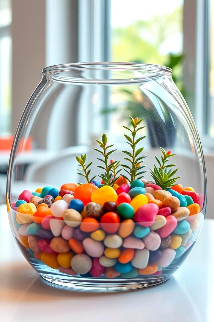 Colorful Pebble Terrarium - 30 Terrarium Ideas