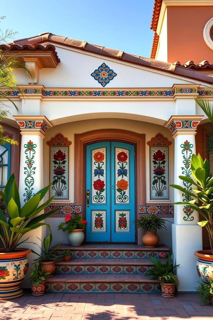 Colorful Tile Accents - 30 spanish bungalow exterior ideas