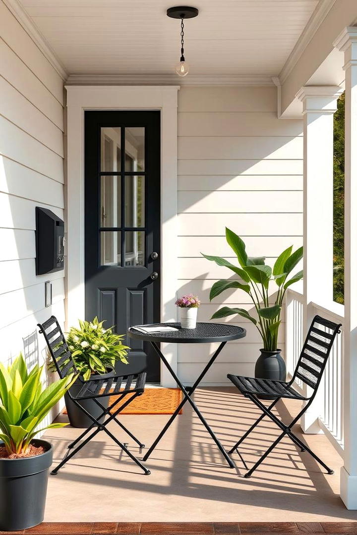 Compact Black Bistro Set - 30 Black Porch Ideas