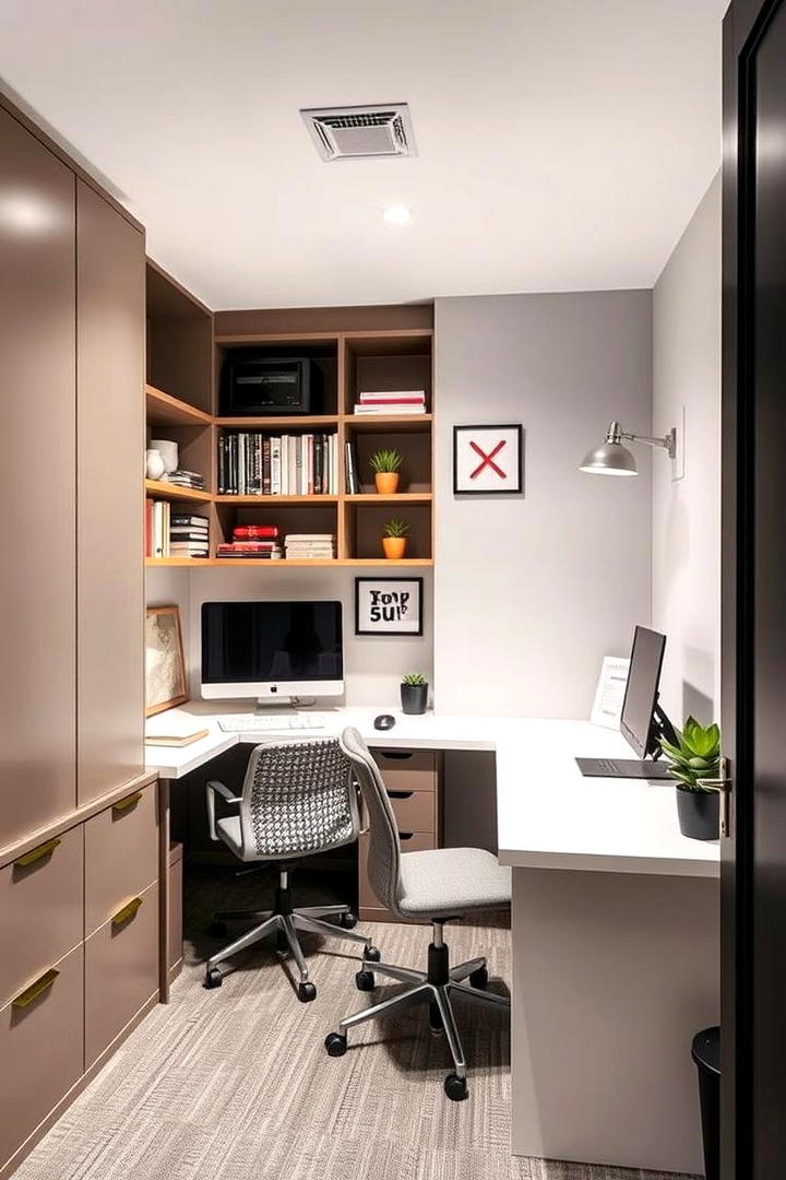 Compact Creative Nook - 30 basement office ideas