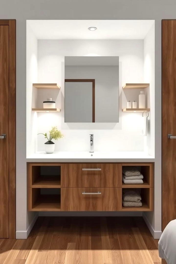 Compact Functional Vanity Space - 30 Bedroom Vanity Ideas