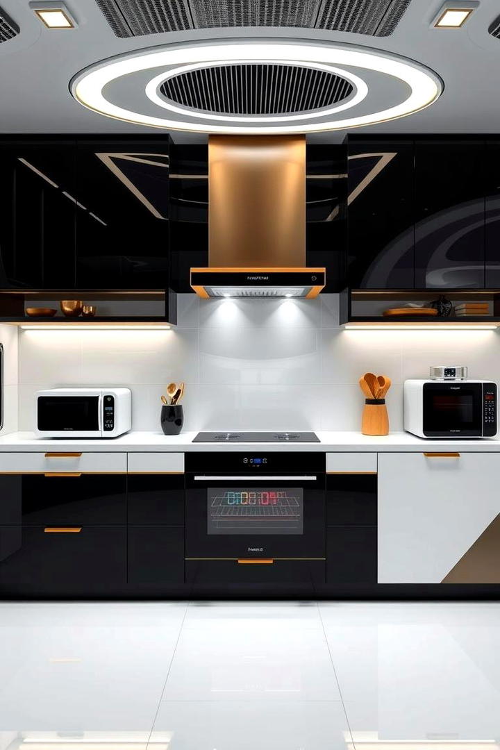 Compact Smart Appliances - 30 black white and gold kitchen ideas