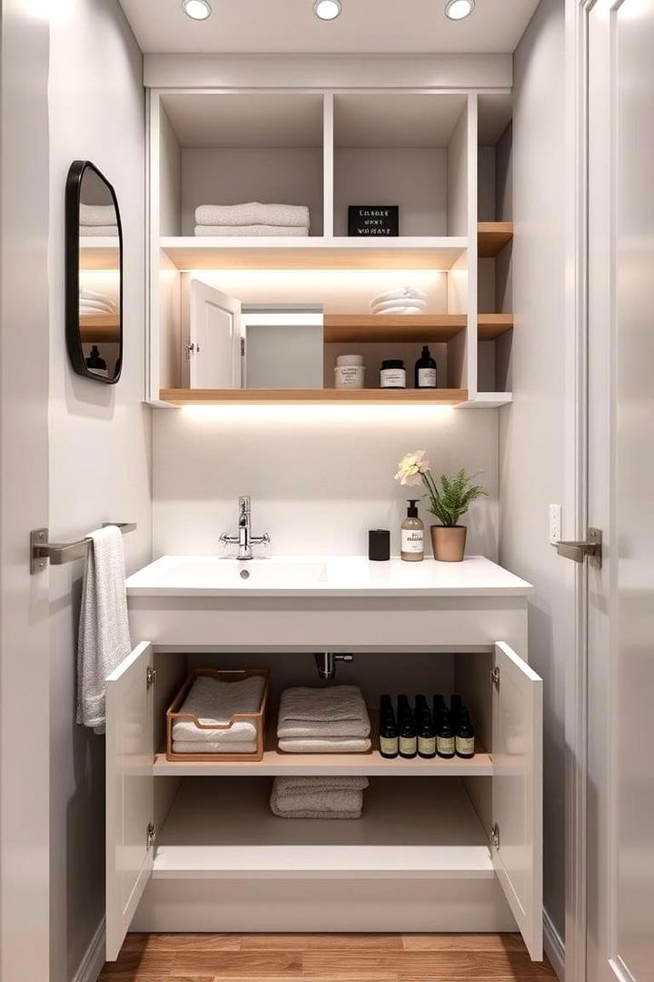 Compact Vanity with Smart Storage - 30 Small Bathroom Vanity Ideas