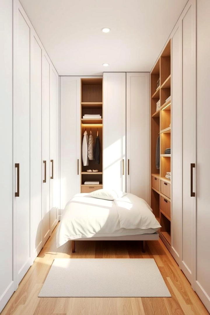 Compact Wardrobe for Small Rooms - 30 Built-in Wardrobe Ideas Around a Bed