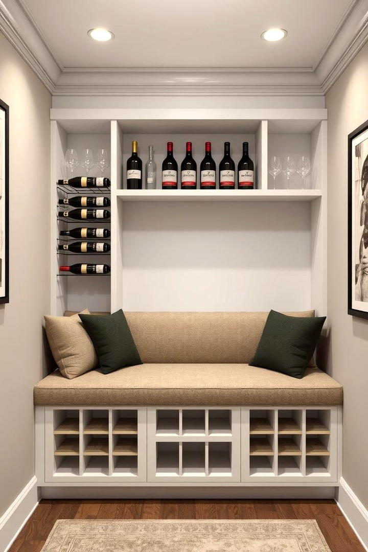 Compact Wine Rack with Seating - 30 Basement Furniture Ideas