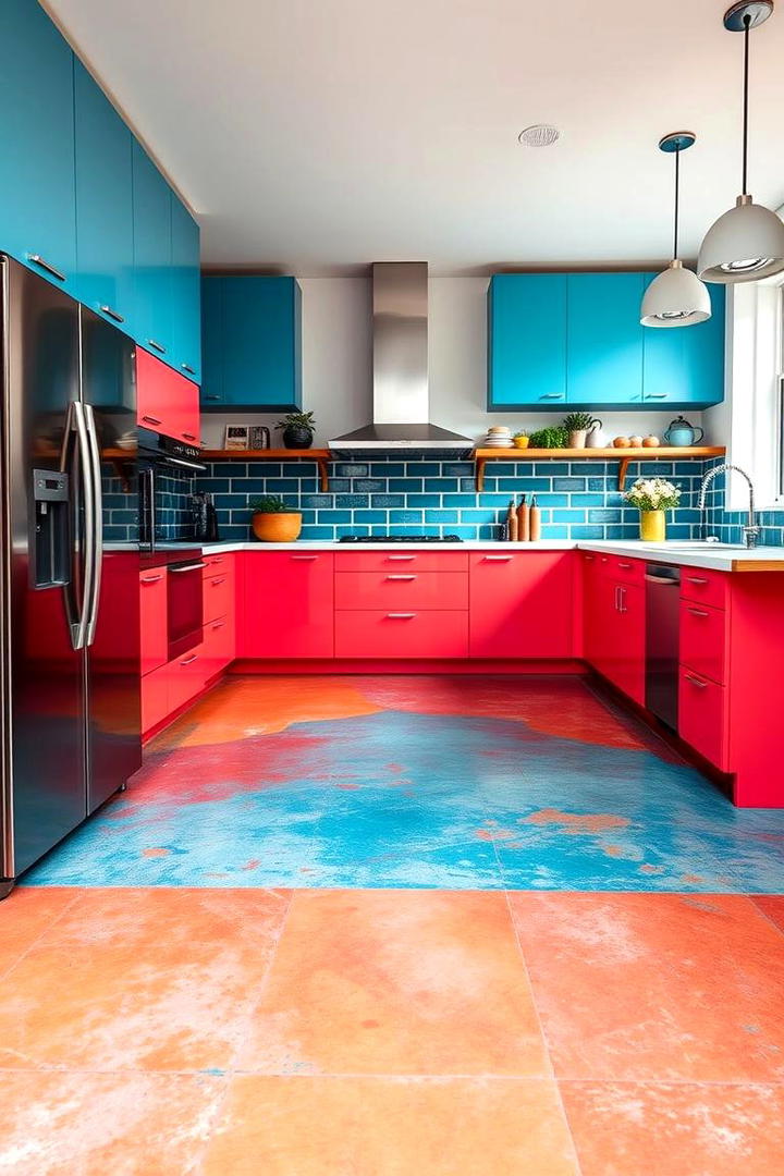 Concrete with Colored Pigments - 30 Concrete Floor Kitchen Ideas