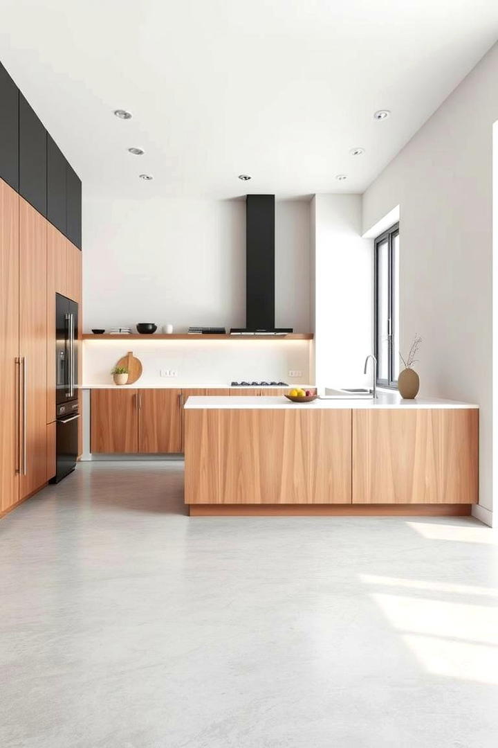 Concrete with Contemporary Minimalism - 30 Concrete Floor Kitchen Ideas