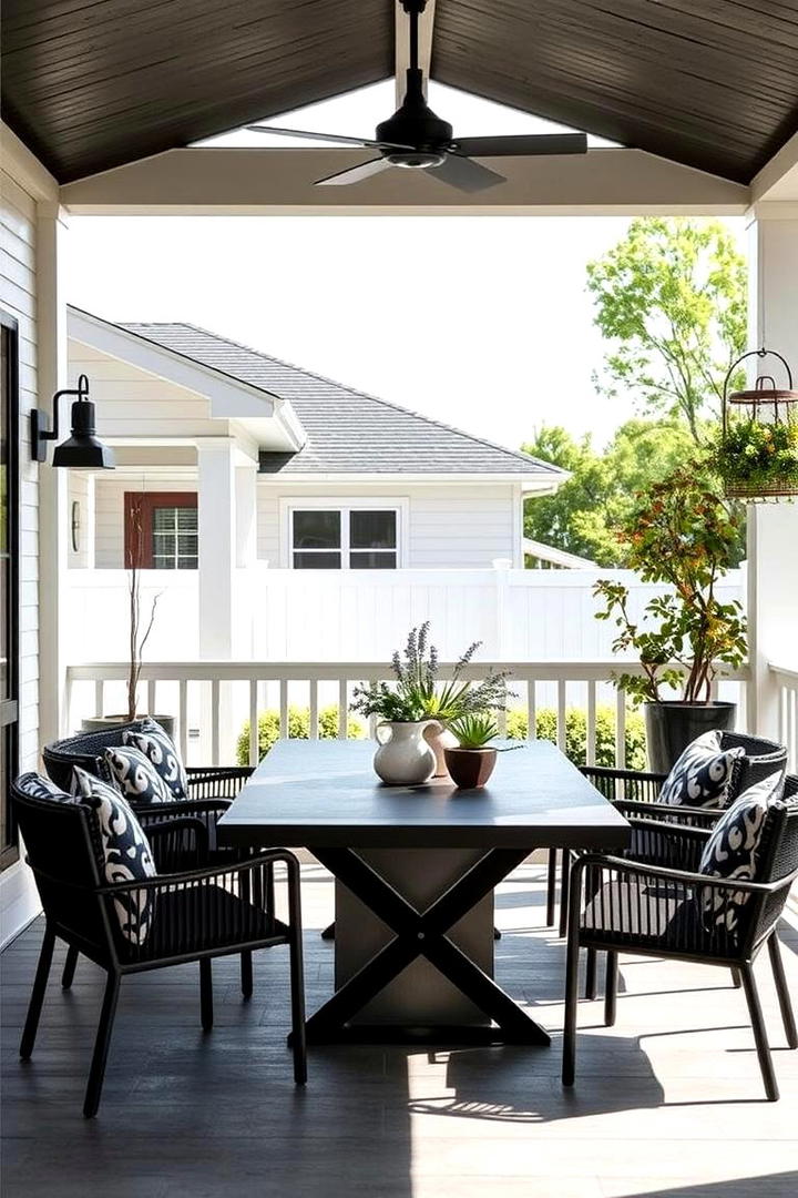 Contemporary Black Outdoor Table - 30 Black Porch Ideas