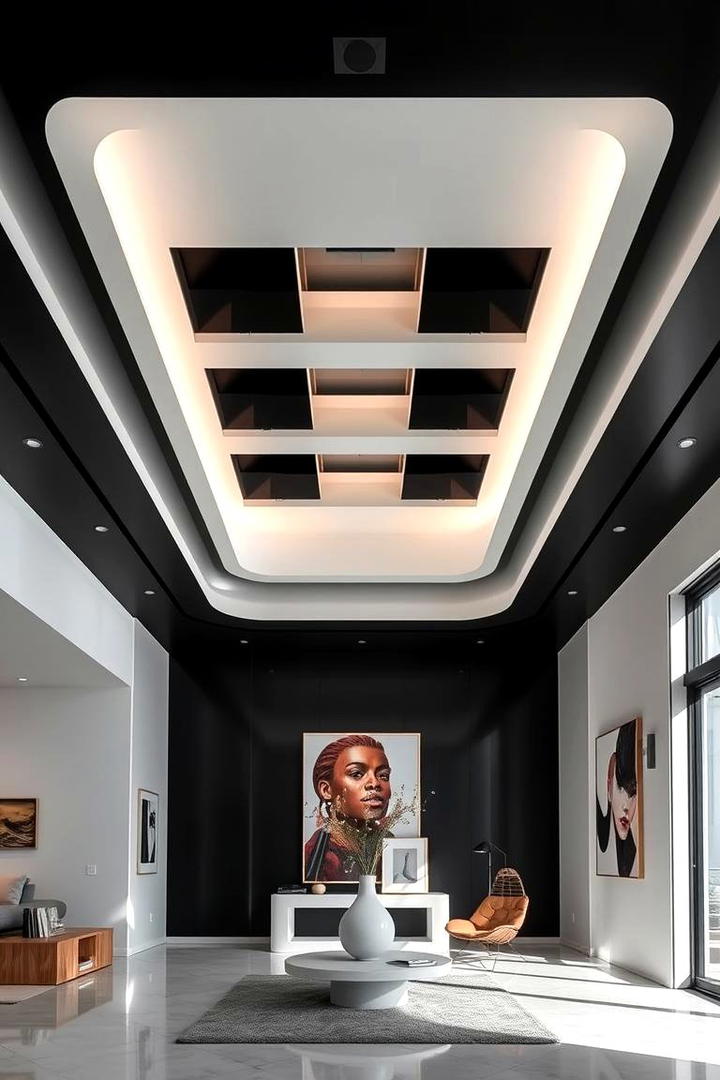 Contemporary Black Pop Ceiling - 30 Black Ceiling Design Ideas