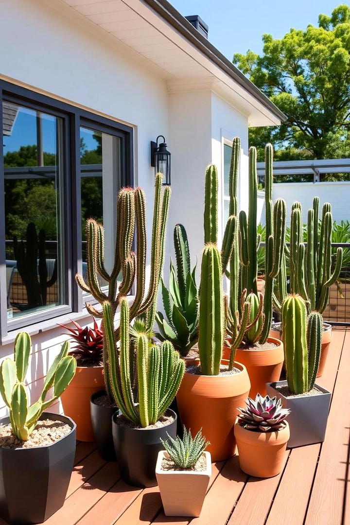 Contemporary Cacti Collection - 30 Deck Decorating Ideas With Plants