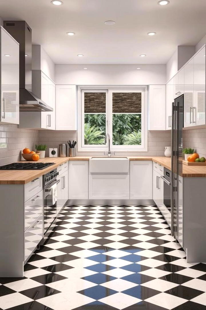 Contemporary Checkerboard Feature - 30 Kitchens With Checkered Floors