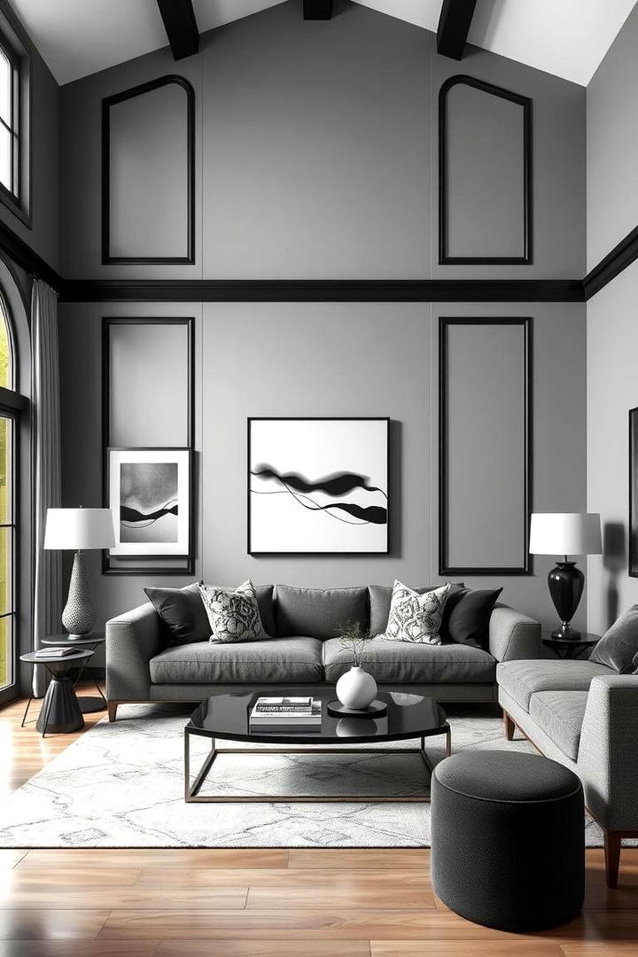 Contemporary Contrast - 30 living room grey walls black trim