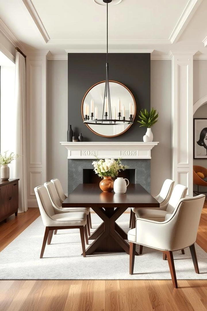 Contemporary Fusion Vibe - 30 Dining Room With Fireplace