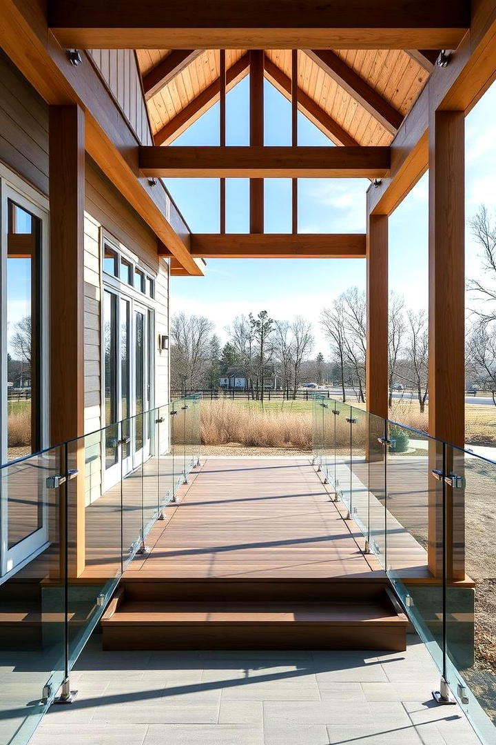 Contemporary Glass Railings - 30 Barndominium Front Porch Ideas