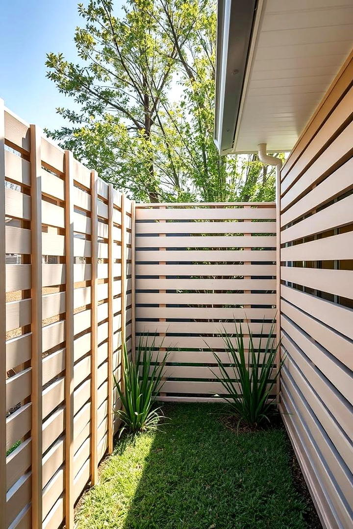 Contemporary Horizontal Slat Fence - 30 Backyard Fence Ideas