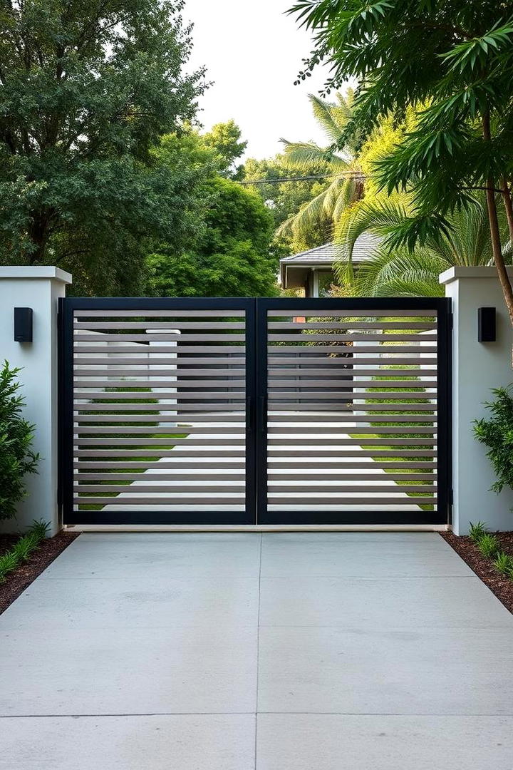 Contemporary Horizontal Slat Gate - 30 Driveway Gate Ideas