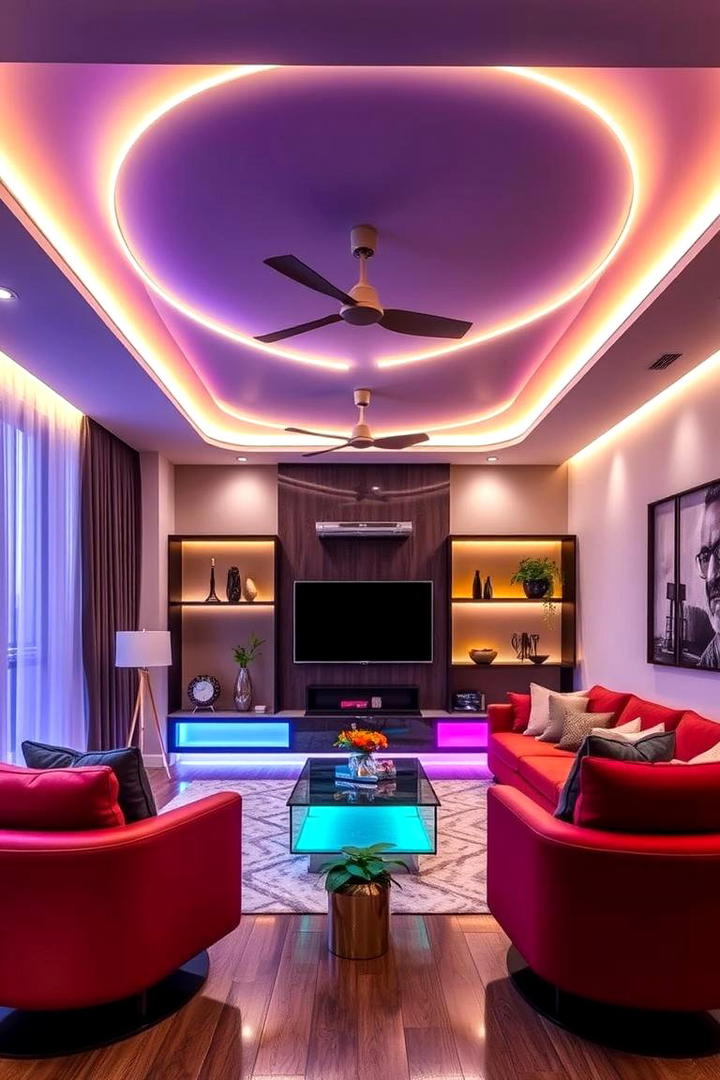 Contemporary LED Strip Appeal - 30 Living Room Ceiling Lighting Ideas