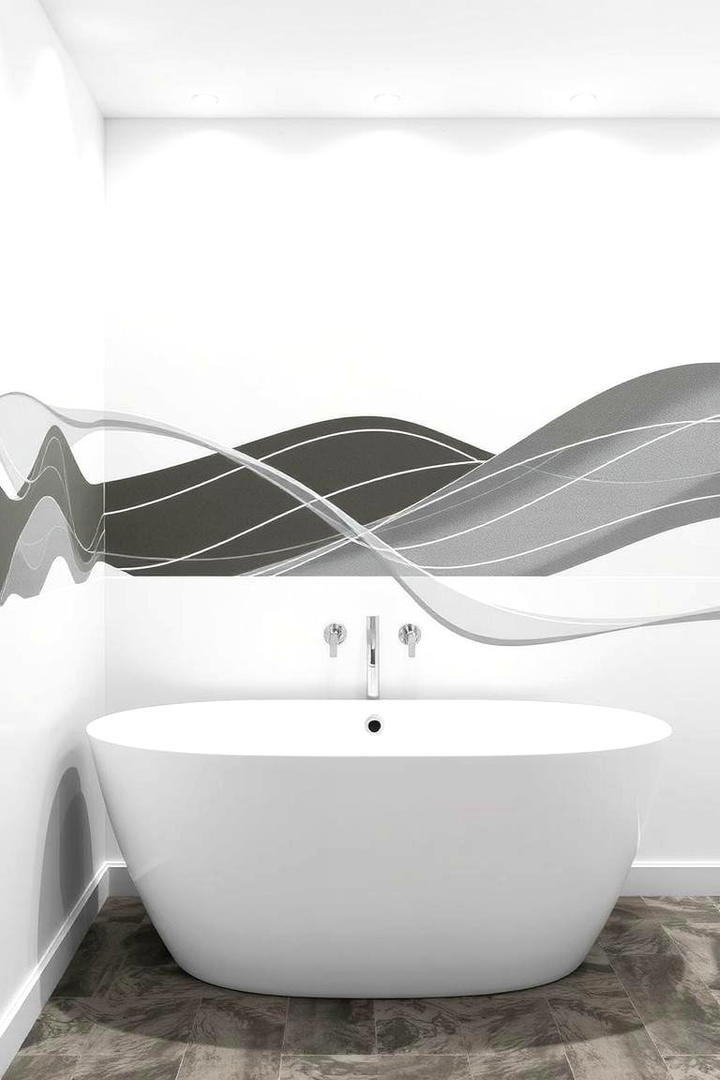 Contemporary Line Art - 30 Bathroom Mural Ideas