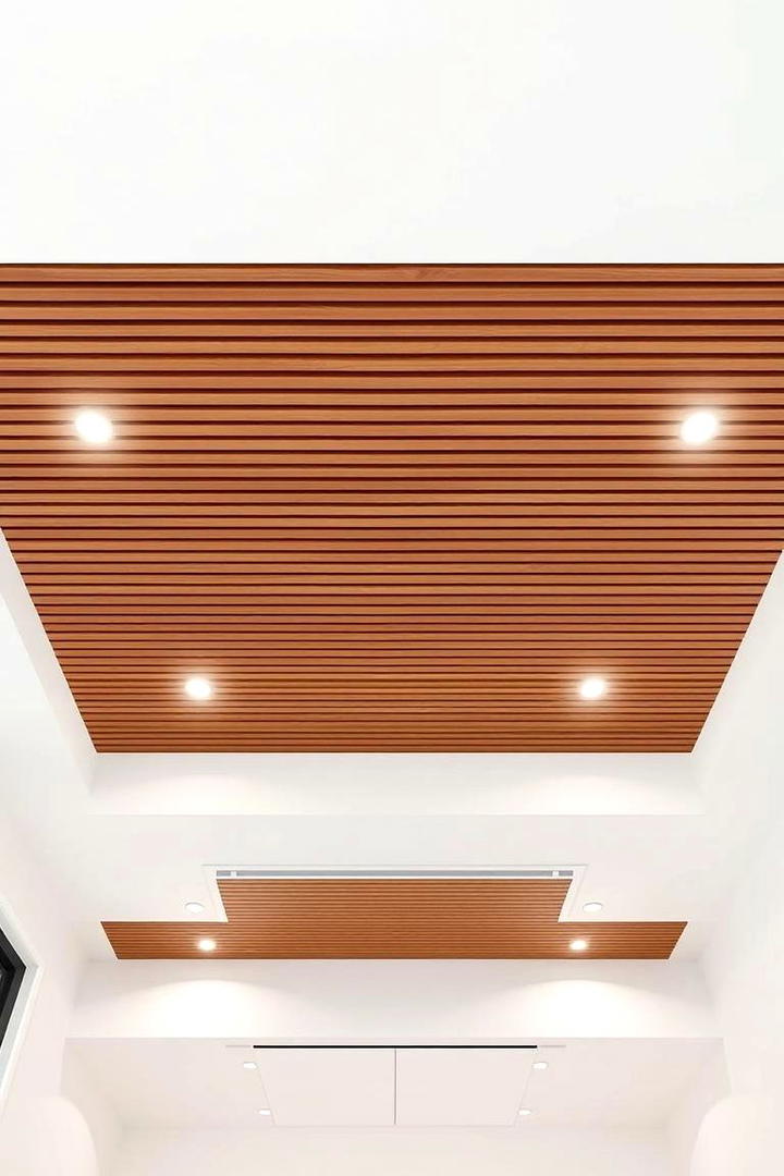 Contemporary Linear Wood Slat Ceiling - 30 Wood Slat Ceiling Ideas