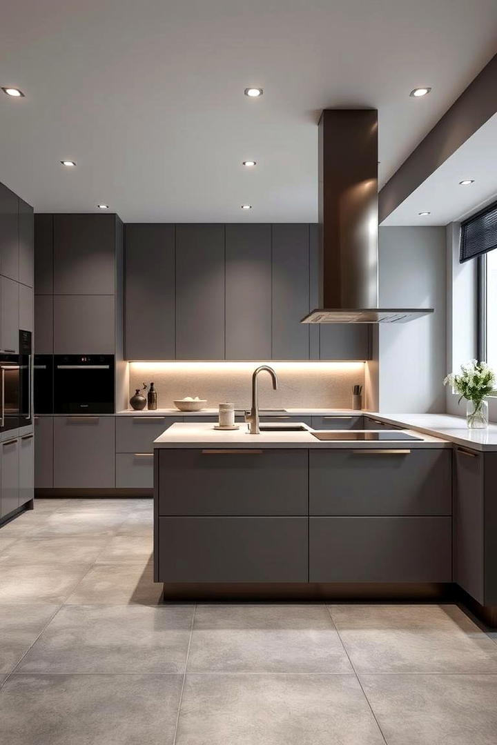 Contemporary Luxe Grey Kitchen - 30 Kitchens With Grey Floors