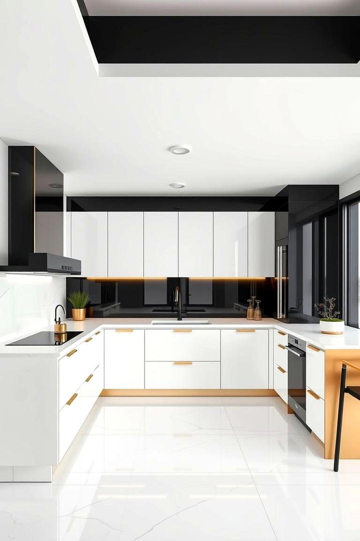 Contemporary Minimalism - 30 black white and gold kitchen ideas