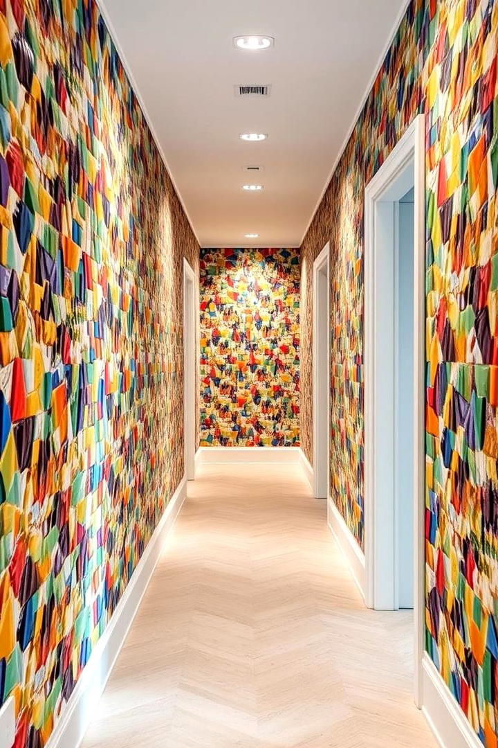 Contemporary Mosaic for a Playful Accent - 30 Hallway Wallpaper Ideas