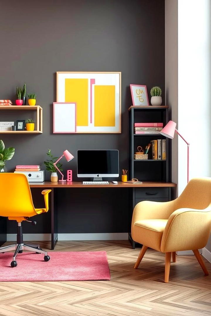 Contemporary Office Spaces - 30 How to Decorate With Yellow and Pink