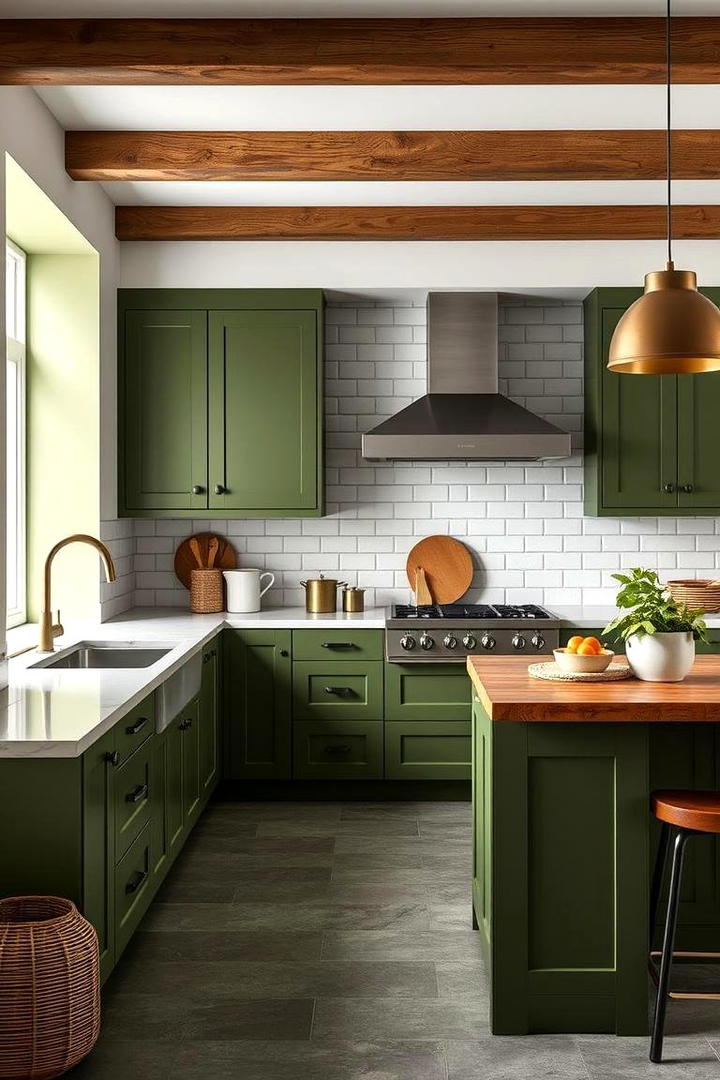 Contemporary Olive Green Fusion - 30 Olive Green Kitchens