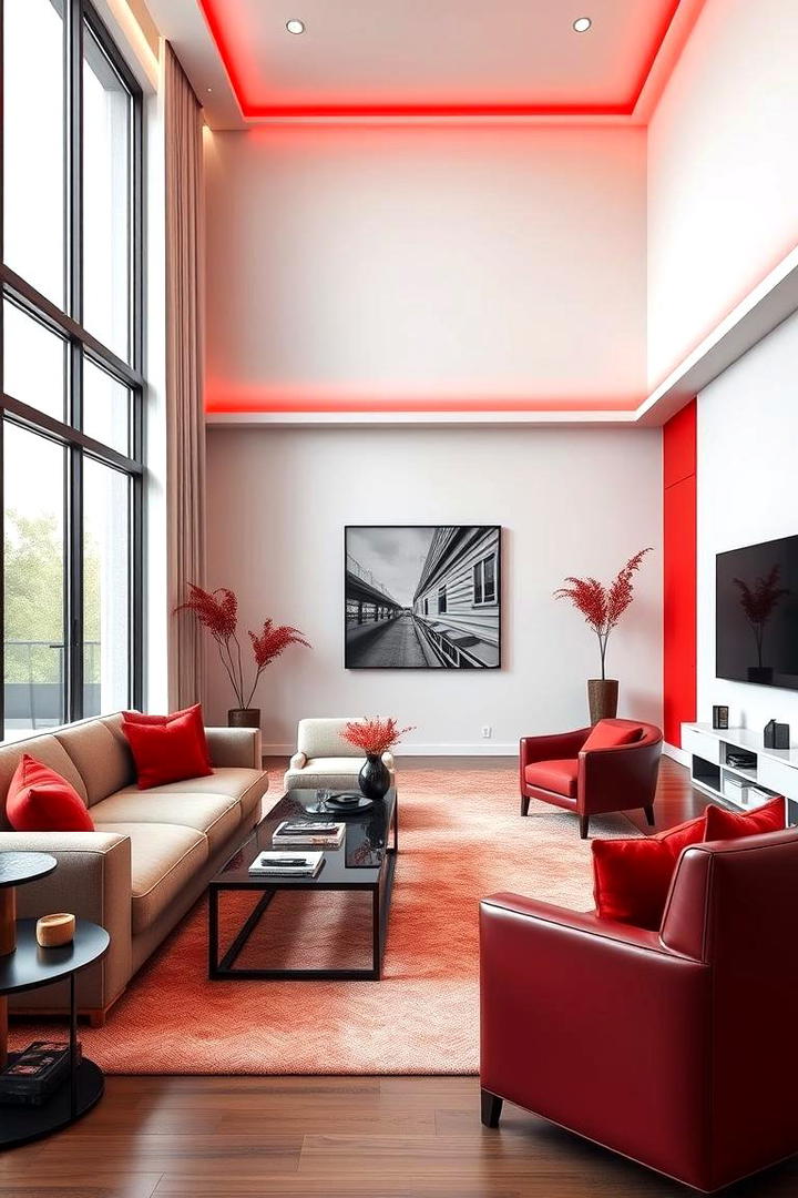 Contemporary Red Detailing - 30 Red Living Room Ideas