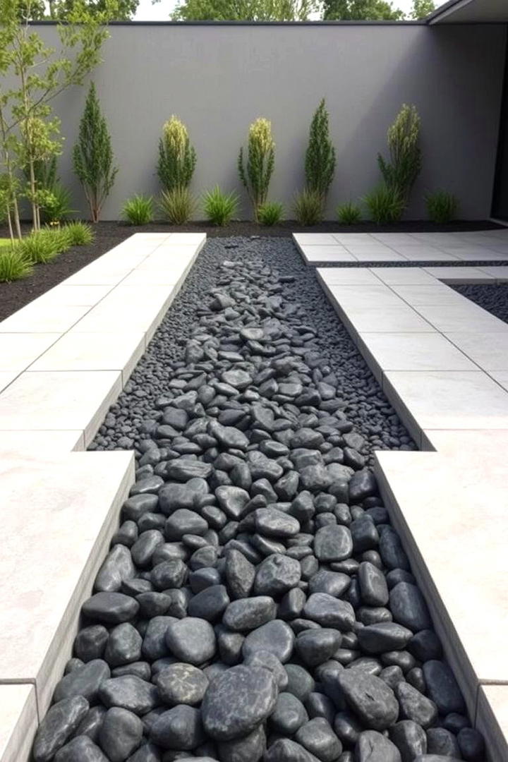 Contemporary Rock Landscape Design - 30 Black River Rock Landscaping Ideas