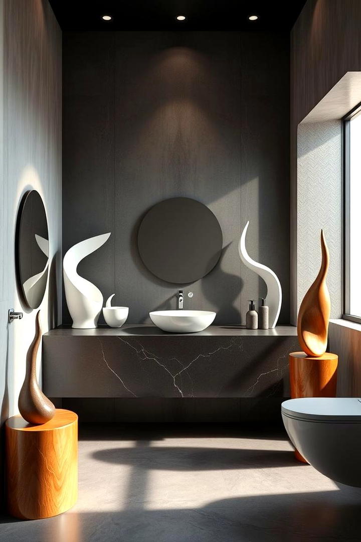 Contemporary Sculpture Displays - 30 Bathroom Art Ideas