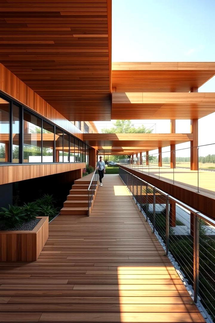 Contemporary Split Level Walkway - 30 Wooden Walkway Ideas