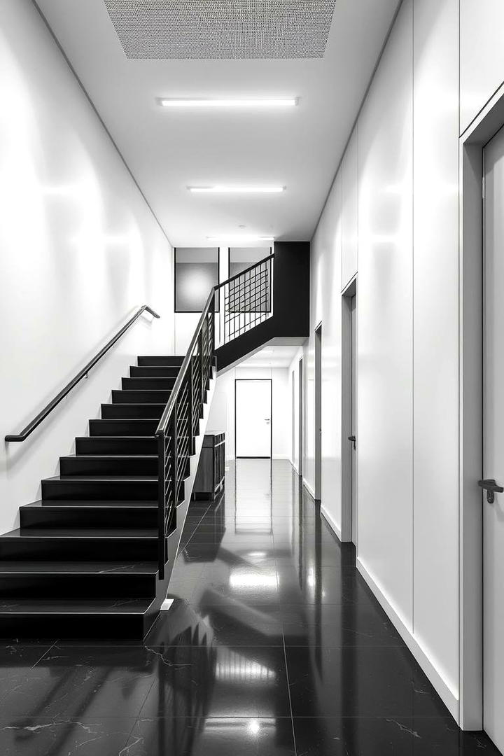 Contemporary Staircase Accents - 30 Black and White Hallway Ideas