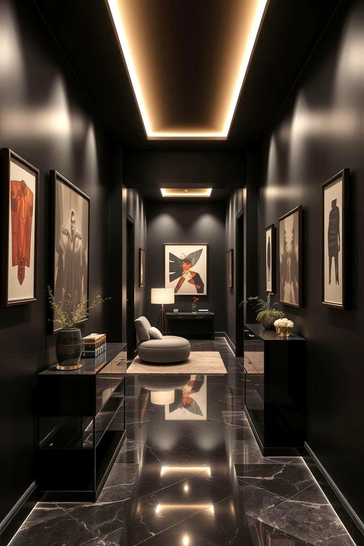 Contemporary Statement Space - 30 Black Hallway Ideas