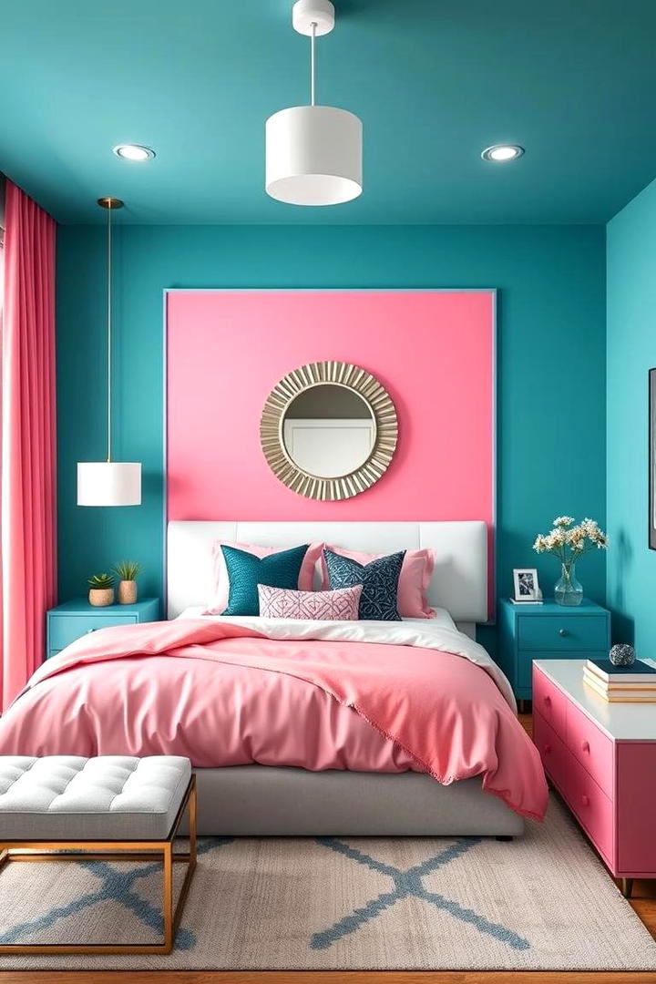 Contemporary Teal and Pink Blends - 30 Teal and Pink Bedroom Ideas