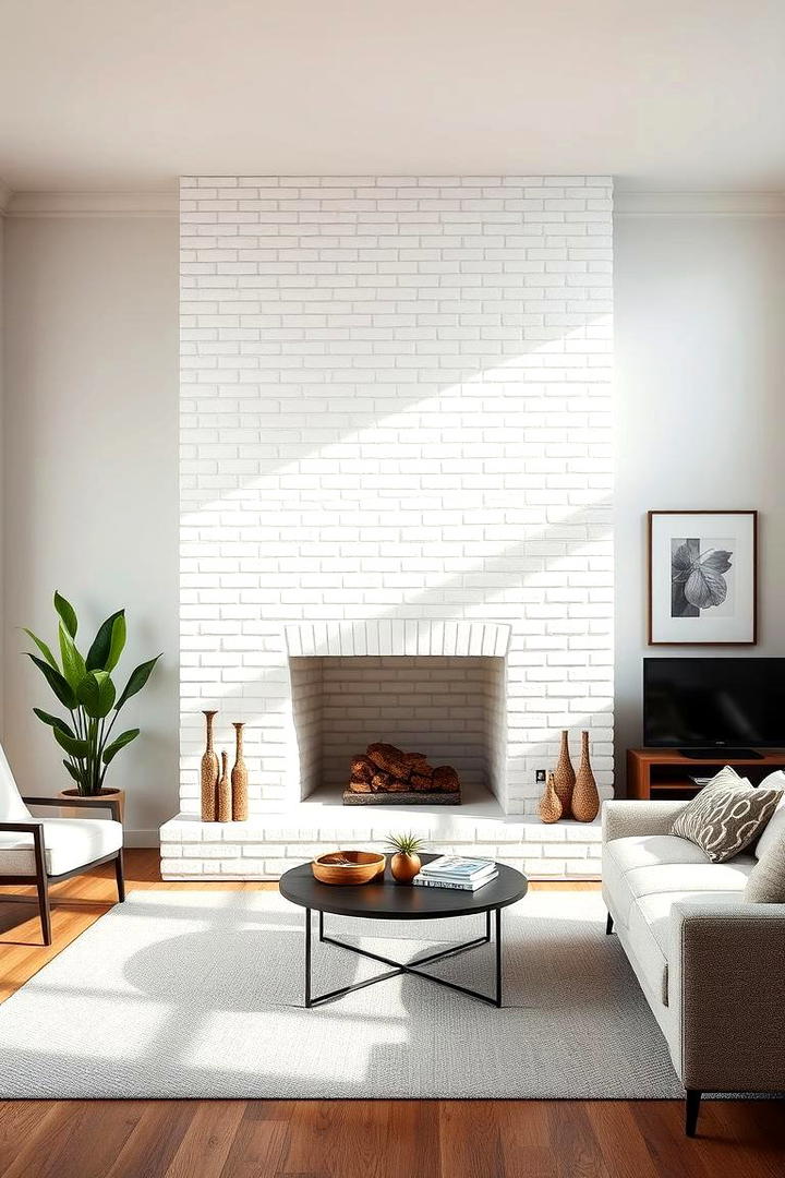 Contemporary White Brick Hearth - 30 White Brick Fireplace Ideas