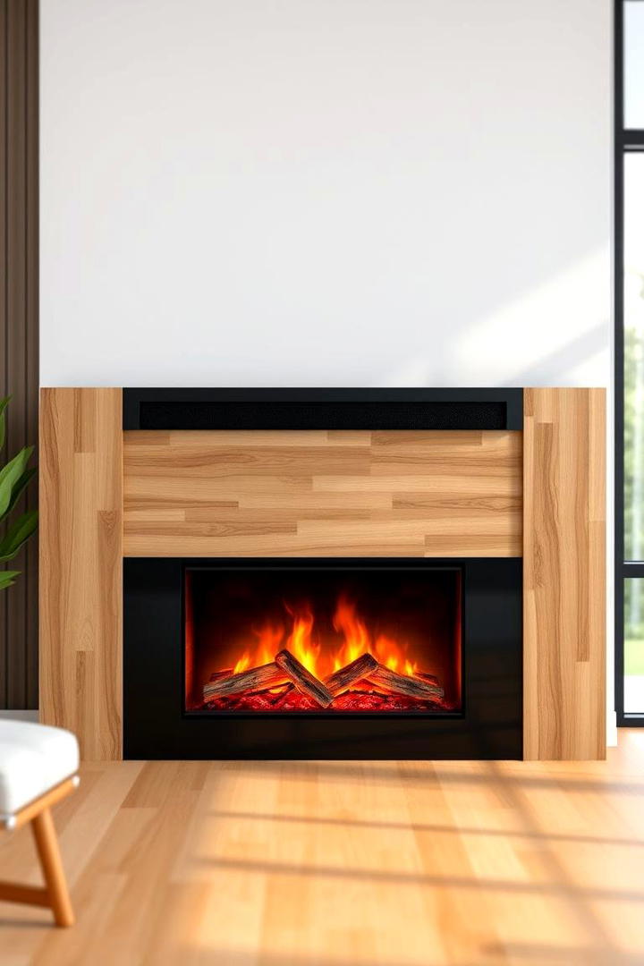 Contemporary Wood Panel Faux Fireplace - 30 Faux Fireplace Ideas