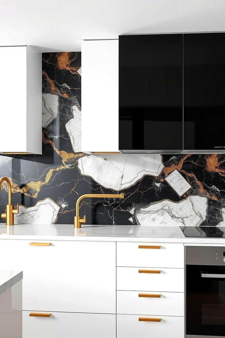 Contrasting Backsplash Designs - 30 black white and gold kitchen ideas