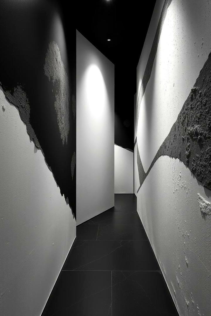 Contrasting Textured Walls - 30 Black and White Hallway Ideas