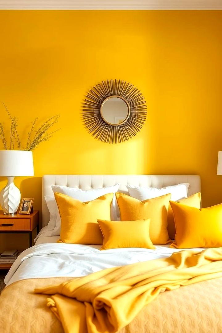 Coordinated Yellow Accessories - 30 Yellow Bedroom Ideas