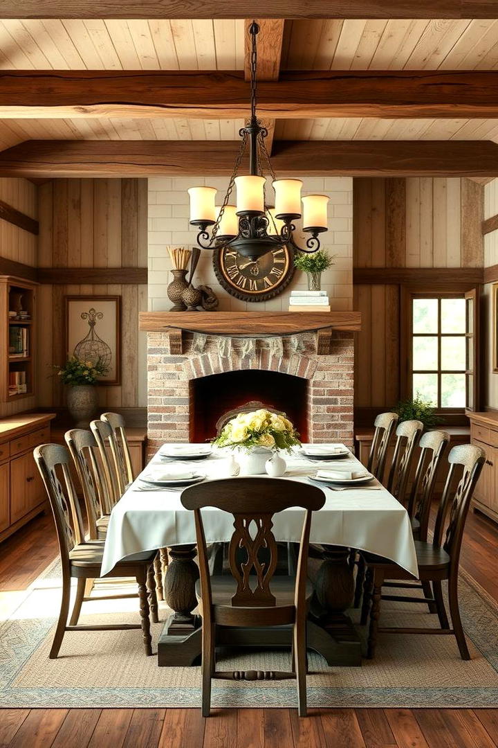 Country Farmhouse Warmth - 30 Dining Room With Fireplace