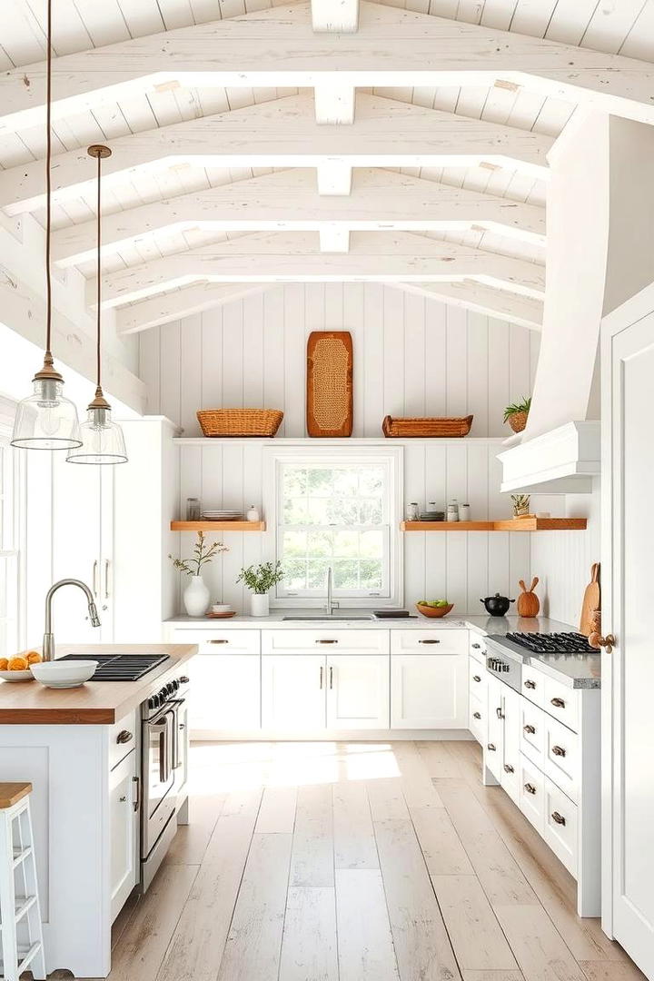 Country Inspired Open Layout - 30 Rustic White Kitchen Ideas