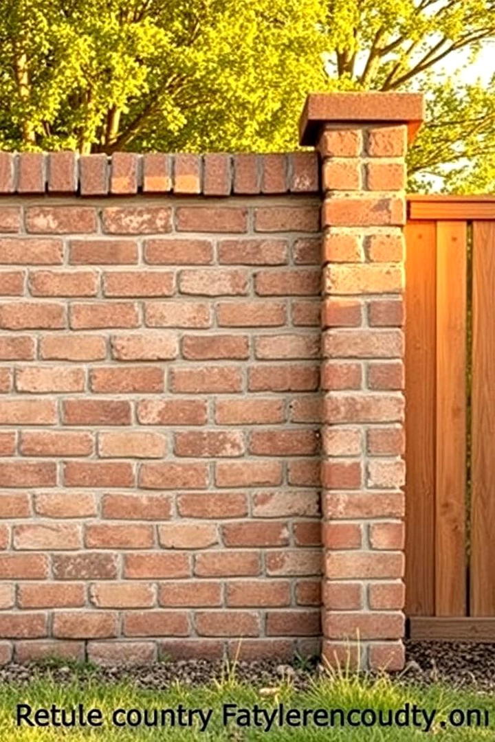 Country Style Brick Fence - 30 Brick Fence Ideas