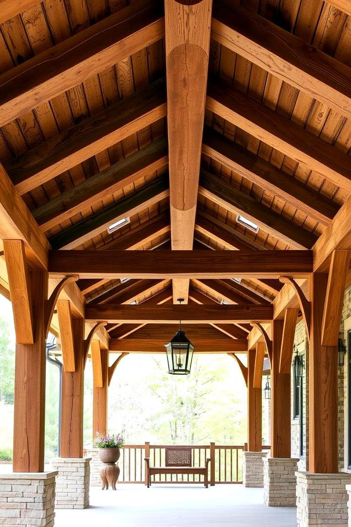 Country Style Porch Ceiling Beams - 30 Rustic Front Porch Ideas