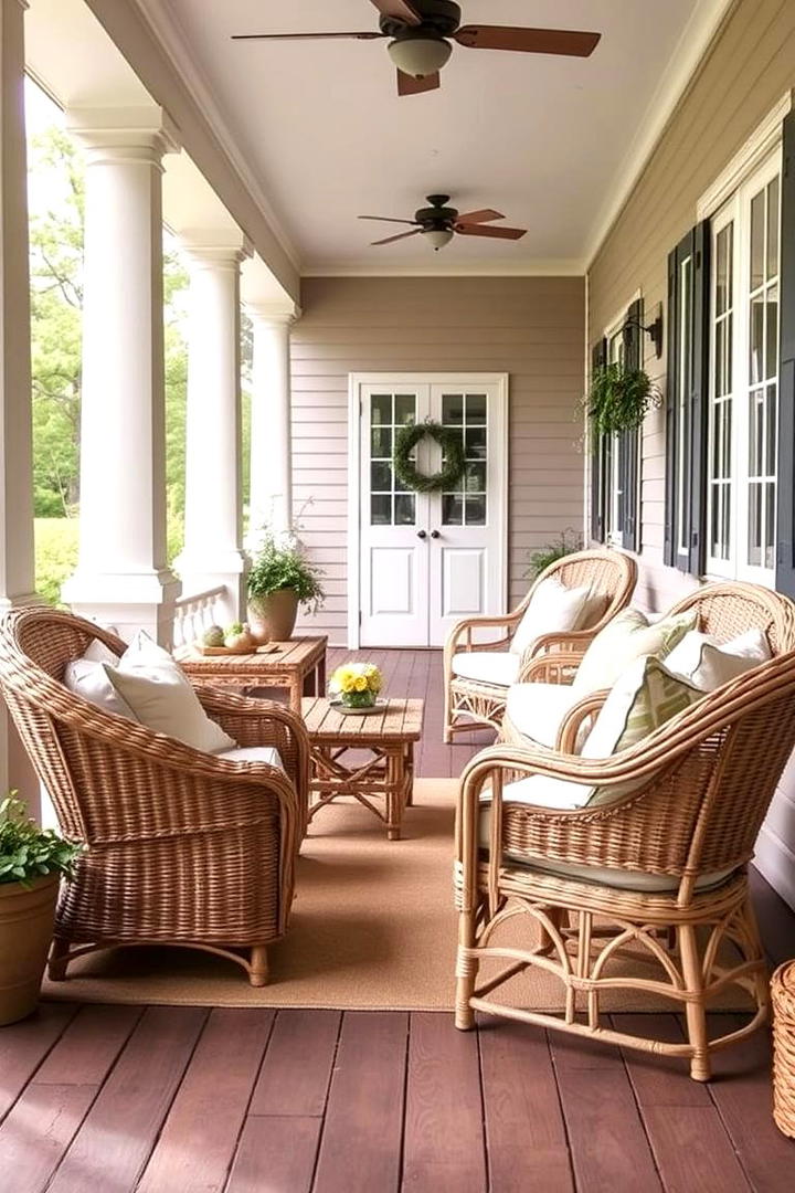 Country Style Wicker Furniture - 30 Southern Front Porch Ideas